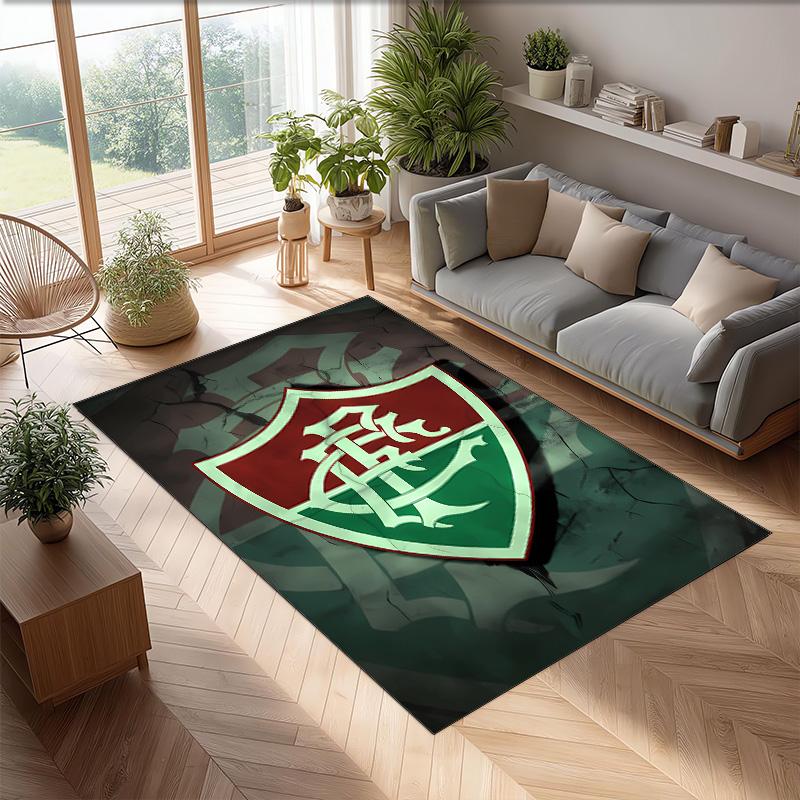 Fluminense FC Printed Crystal Velvet Area Rug, Soft Anti-Slip Water Absorbent Floor Mat for Living Room Bedroom