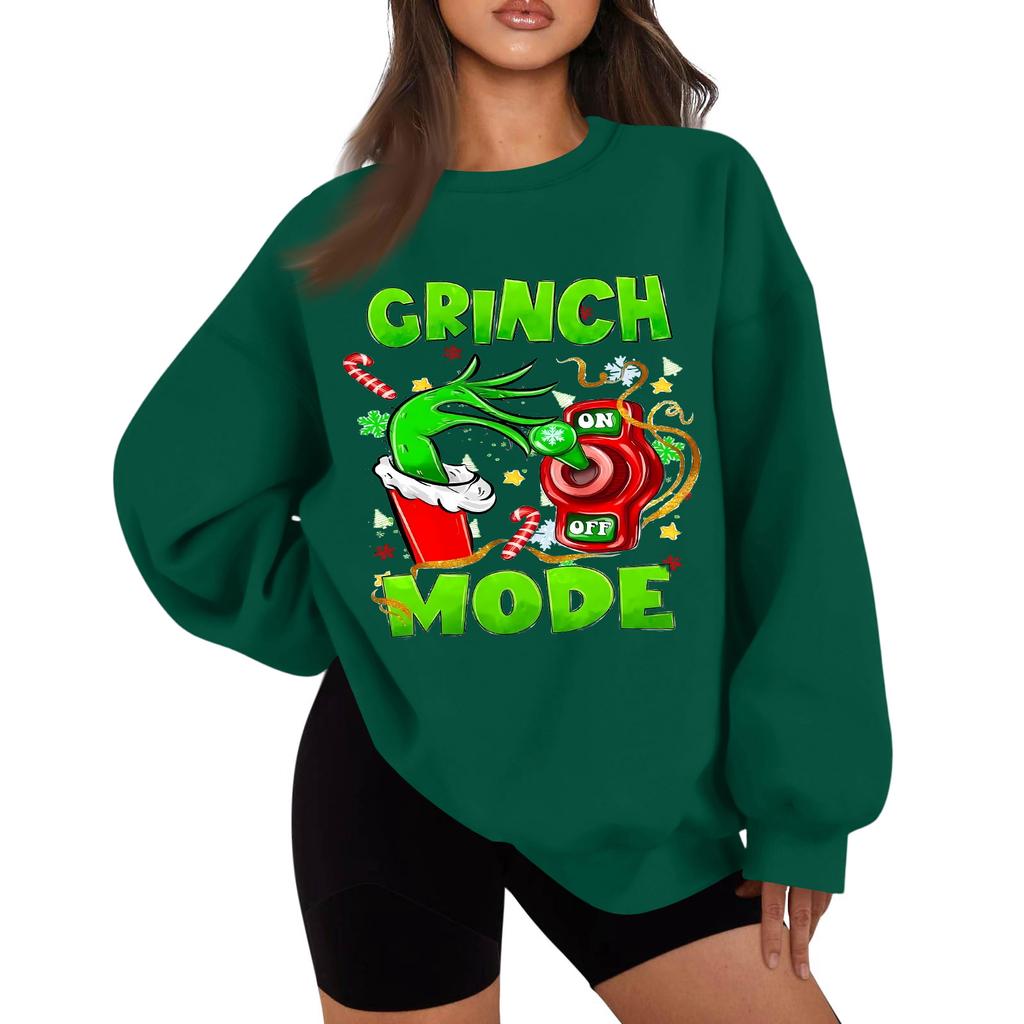 Women's Casual Fashion Long Sleeve Christmas Printed Round Neck Sweatshirt Top