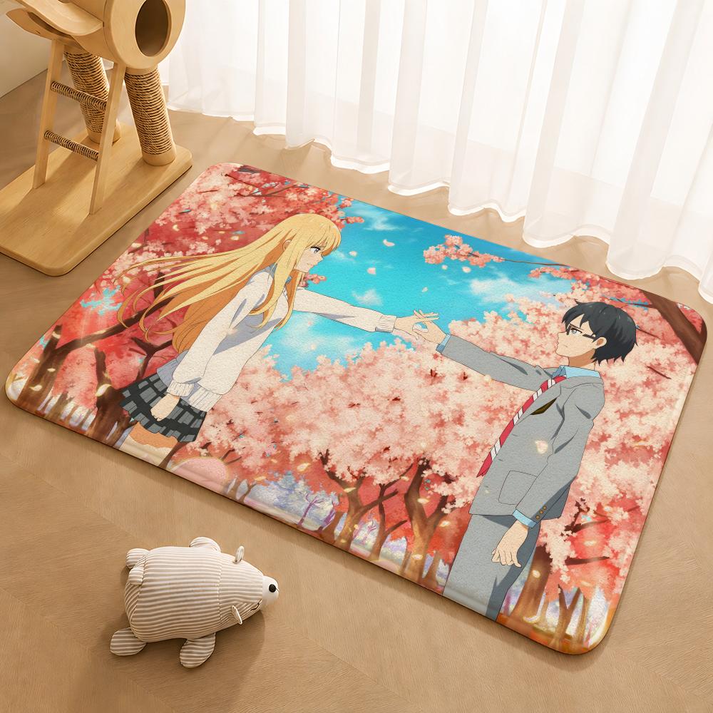 Your Lie In April Floor Mat Floor Mat Soft Flannel Non-Slip Door  Rug for Living Room