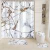 4-teiliges Badezimmer-Duschvorhang-Set Marmor Badezimmer-Vorhang mit 12 Haken Rutschfeste Teppiche Toilettendeckelmatte Badezimmer-Trennwand