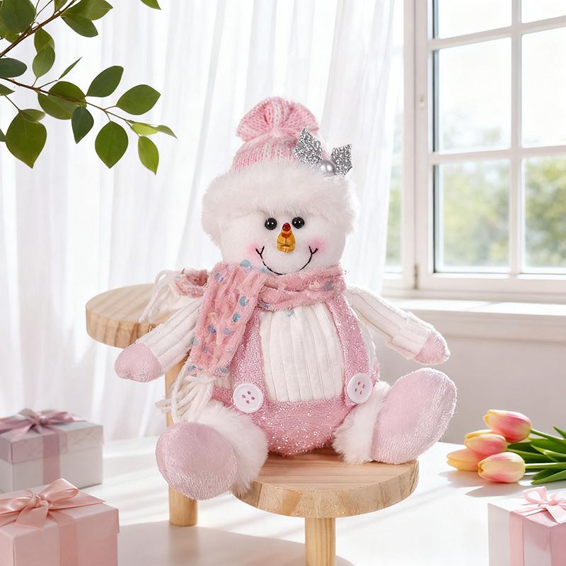 Christmas Plush Doll Snowman Santa Reindeer Soft Fluffy Design Perfect For Holiday Home Decor Xmas Gifts For Kids