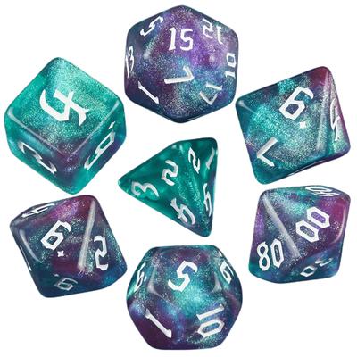 Dadi D&D Dadi RPG Colori Fantastici Mescolati Effetto Luce Stellare Fantasy Stili di Font Unici Retrò Per Giochi di Carte con Lancio di Dadi