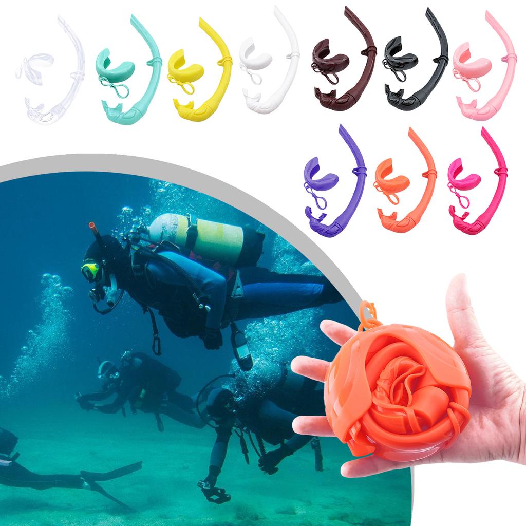 Flexible Roll Up Silicone Snorkel Swimming Swim Snorkel with Hanging Buckle Freediving Snorkel Diving Accessories