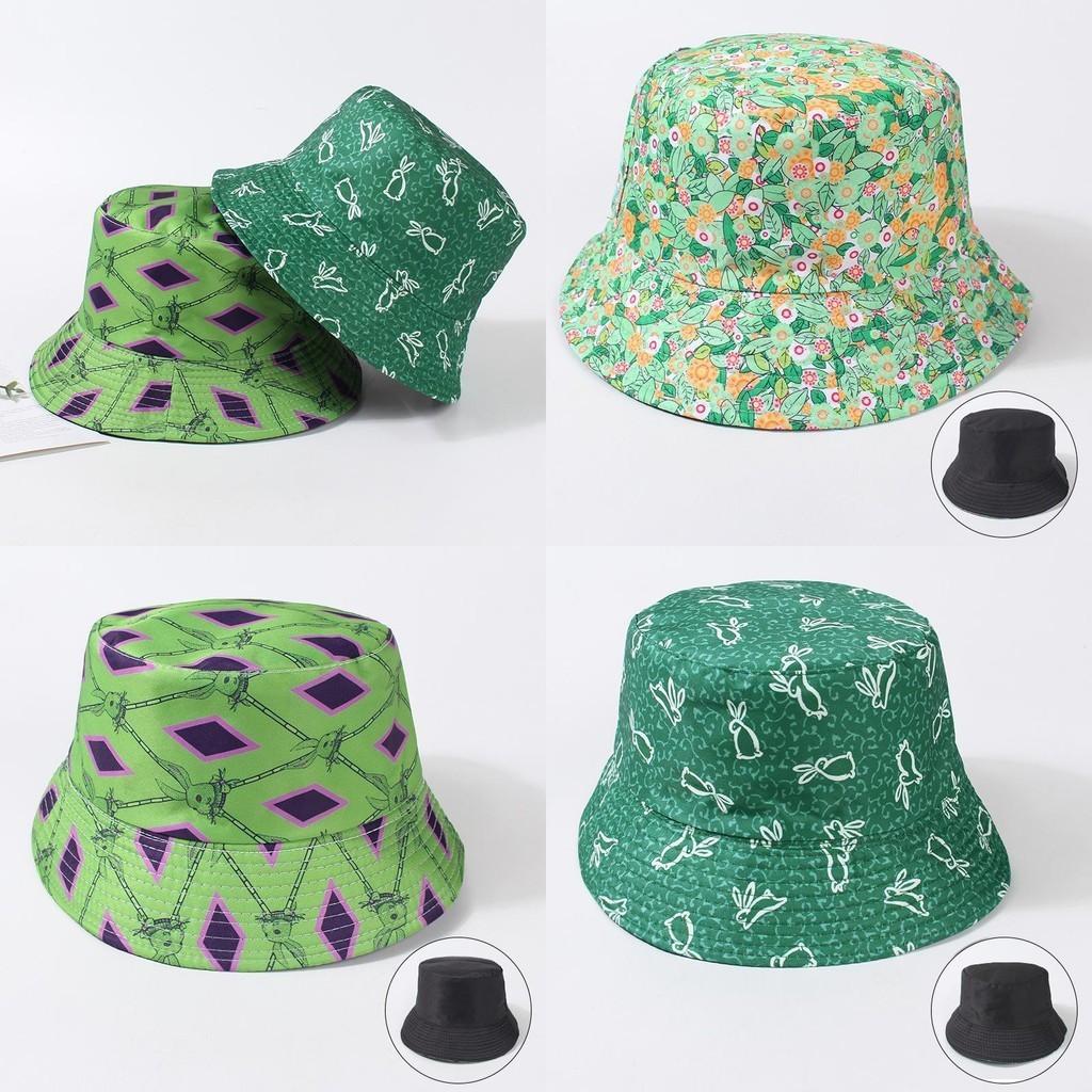 Spring Summer New Pattern Reversible Fisherman Hat Women Casual Sun Protection Green Variety