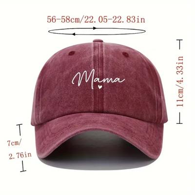 Retro Mama Letter Baseball Caps For Men Women Fashion Distressed Casual Washed Cotton Hat Unisex Adjustable Sun Hat Hip-hop Cap