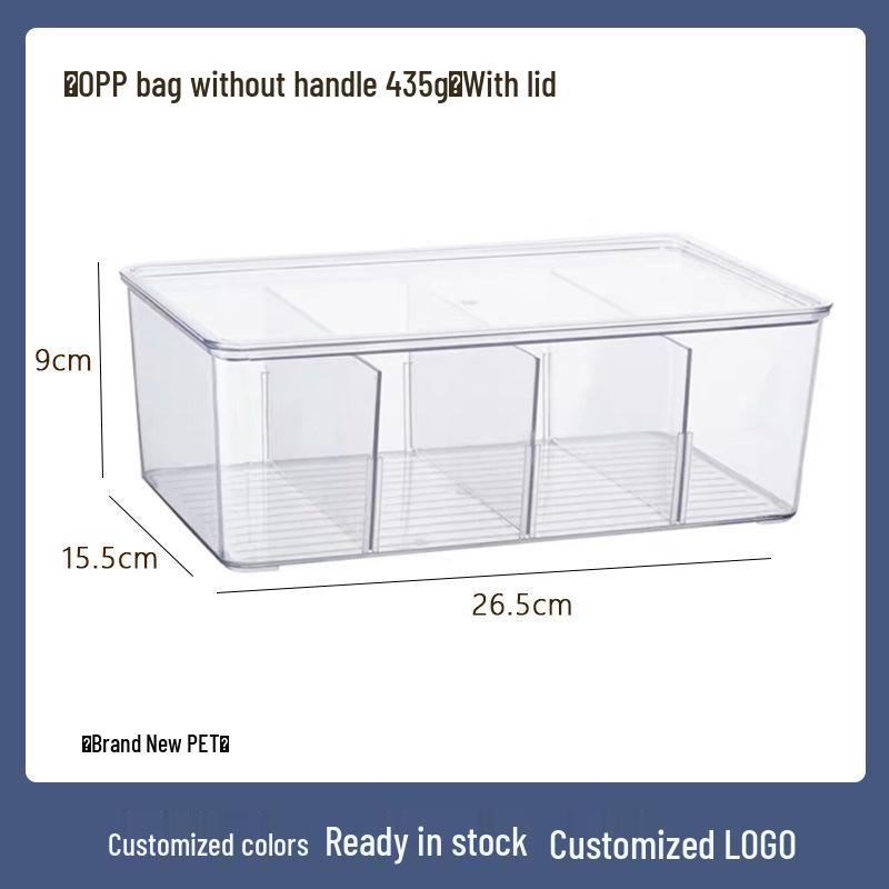 Průhledný stolní organizér na čajové sáčky a kávu s víkem a přihrádkou na karty