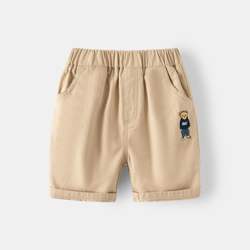 Kinder Sommer Fünfviertelhose Jungen Bestickter Teddybär Freizeitshorts Lockere Shorts Trendig