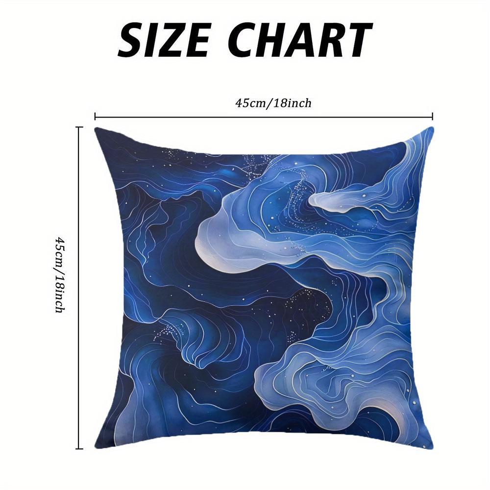 Blue Wave square Jacquard Pillow Cover for Sofa Office Waist Cushion Cover Home Decorative Pillowcase