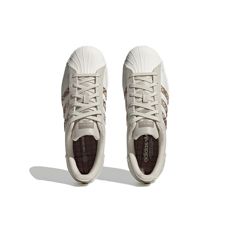 Adidas Originals Superstar Durable Lightweight Low-Top Skate Shoes Women Sneakers White Brown IG3004
