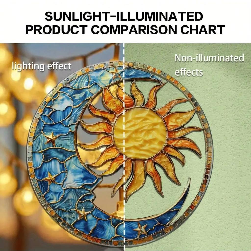 Sun and Moon Light Catcher, ideal for religious themes, living rooms, gardens, housewarming gifts, and holiday gifts,