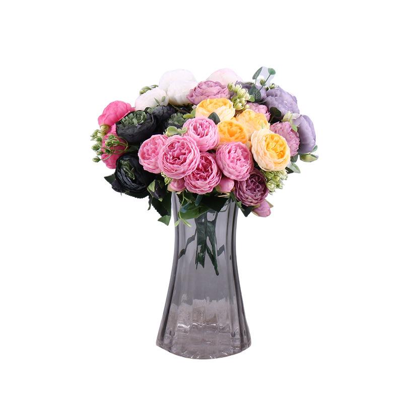 Philippos Exquisites 5-köpfiges kleines Pfingstrosen-Bouquet: Künstliche Blumen für Heim- und Hochzeitsdeko