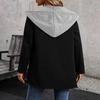 Women's Long-sleeved Casual Fashion Patchwork Contrasting Color Cardigan Hooded Sweatshirt