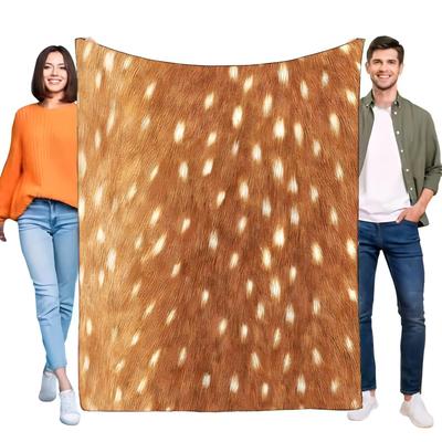 Brown Spotted Deer Hide Pattern Plush Throw Blanket Soft Cozy for Sofa Bed Ideal Gift for Friends Family