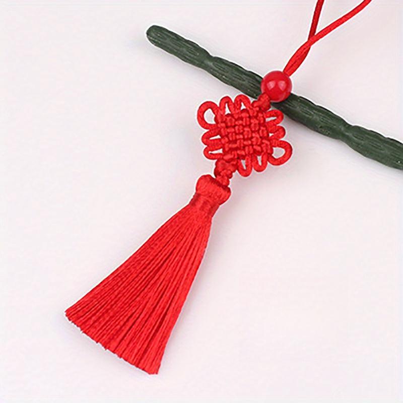 Сделай сам, ручной работы, китайский узел, маленькая закладка-китайский узел, подвеска с кисточкой, подвеска для сумки, подвеска для телефона, подвеска для канцелярских принадлежностей, подвеска-закладка ярко-красный