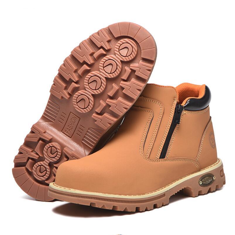 Work Shoes for Men Waterproof Safety Shoes Man Anti Spark Leather Boots Man Anti Puncture Anti Slip Welder Shoe Black Work Shoes