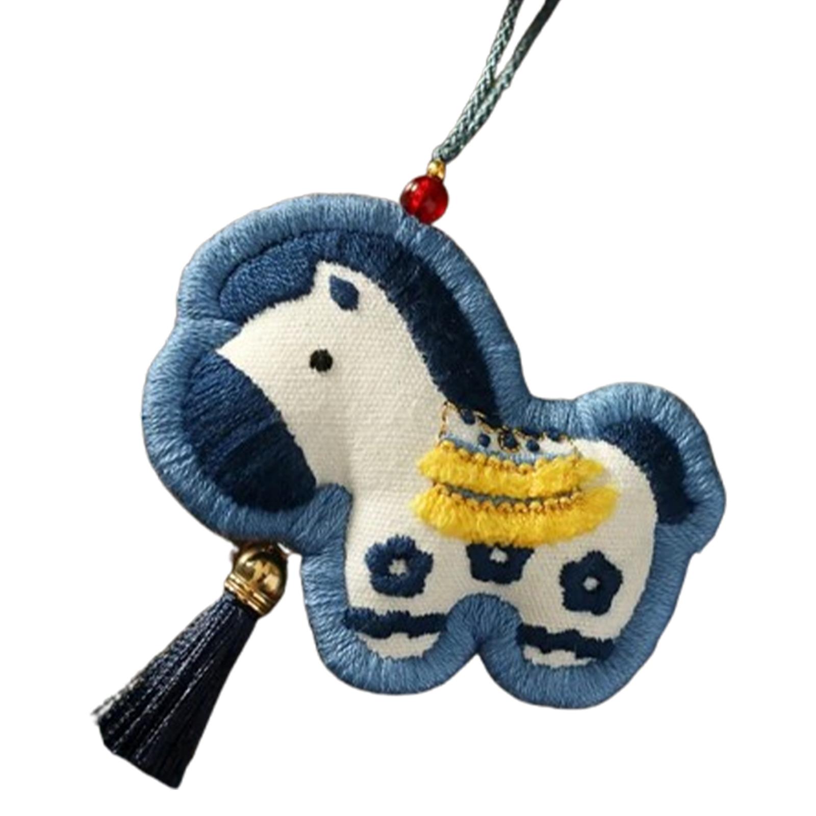 

Horse Car Pendant DIY Hand Embroidery Ornament Kit with Embroidery Hoop Needlepoint Starter Set Guide & Video for Beginners Gift