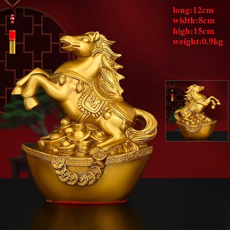 Chinese Zodiac Horse Ornament Brass Ingot Wealth-Attracting Money Horse Home Office Decorative Craft