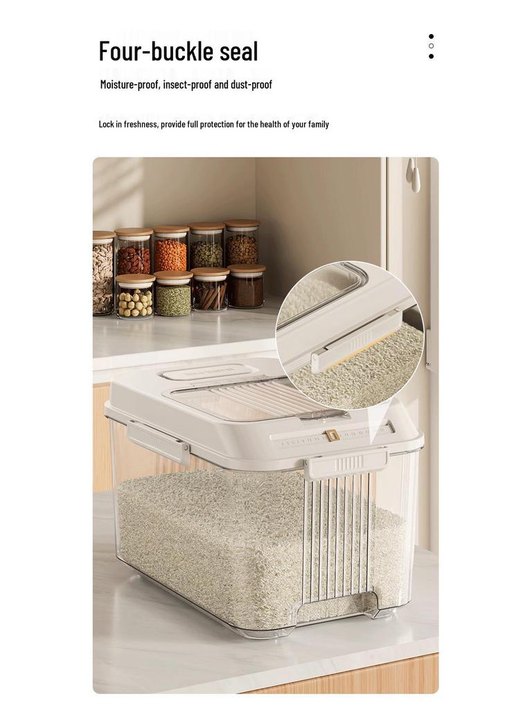 20 Цзинь Пищевое Герметичное Ведро для Риса - Защита от Насекомых/Влагозащита, Сохранение Свежести, Нажимного Типа для Зерна и Муки