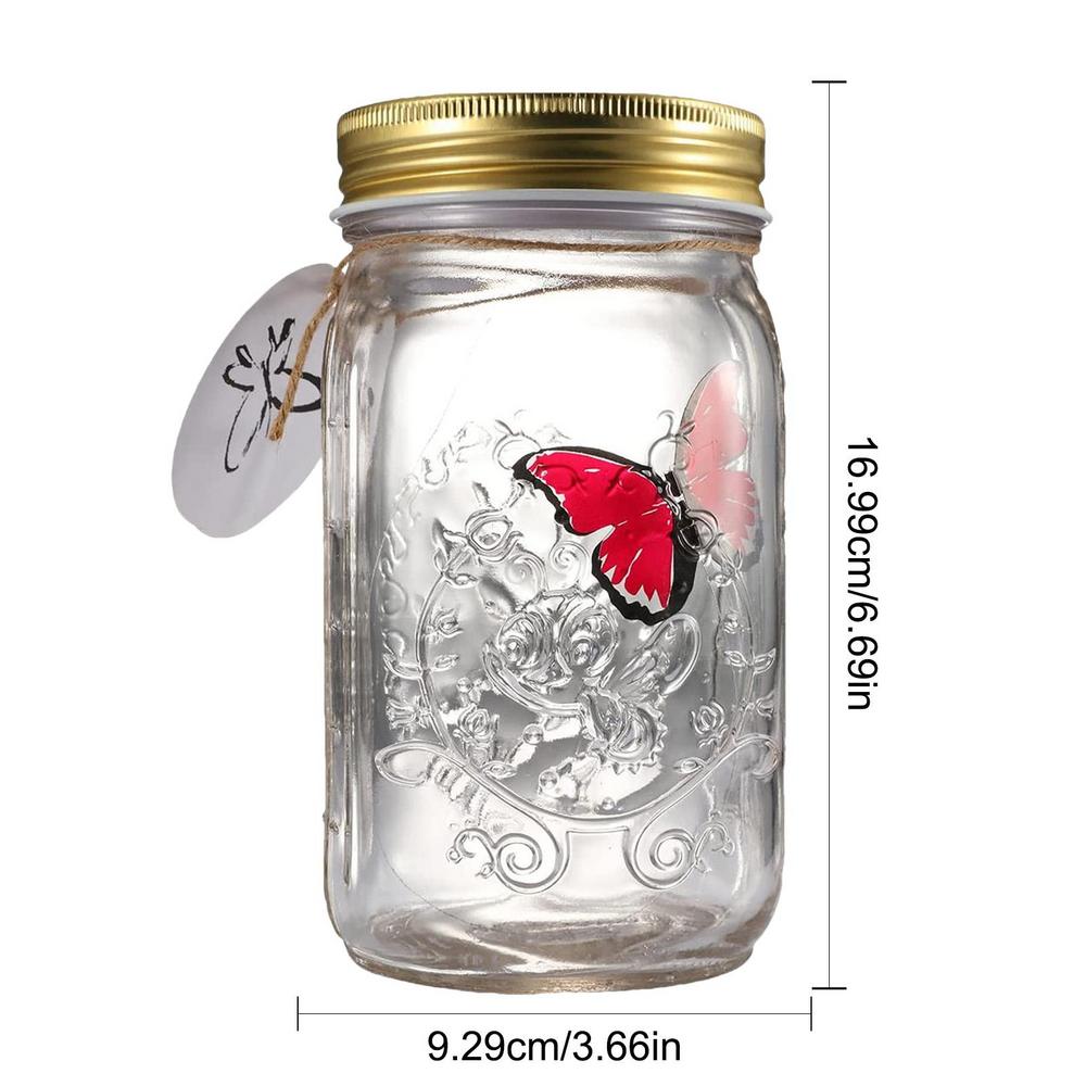 Butterfly Collection Jar | Battery Powered Animated Butterfly in a Glass Can | Realistic Romantic Butterfly Collection for Bedsi