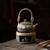 Vintage Japanese Style Rustic Ceramic Tea Kettle / Heating Base - Portable Handle Teapot for Home Use