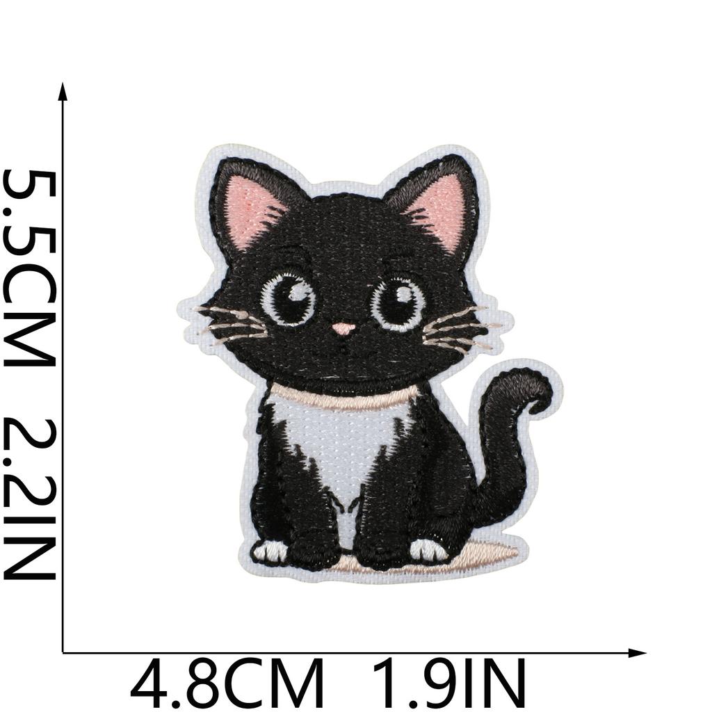 Cat Party Embroidery Cloth Sticker Ironing Cartoon Kitten Embroidery Label Tide Play Bag Decoration Patch Sticker Cute Meow Meow