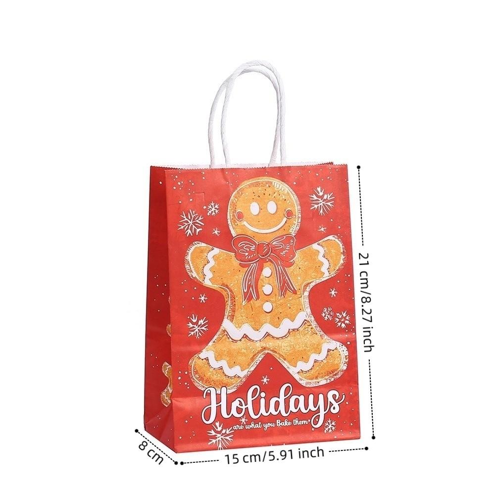 12pcs New Paper Christmas Packaging Bag Gingerbread Man Mixed Gift Wrapping Bag Kraft Paper Gift Bag Christmas