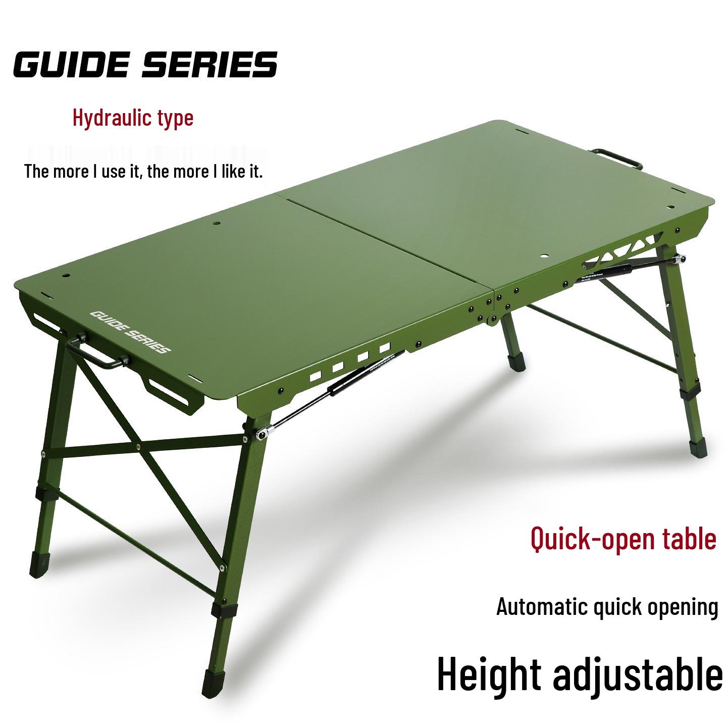 Adjustable Aluminum Outdoor Folding Camping Table with Hydraulic Quick Open Mechanism