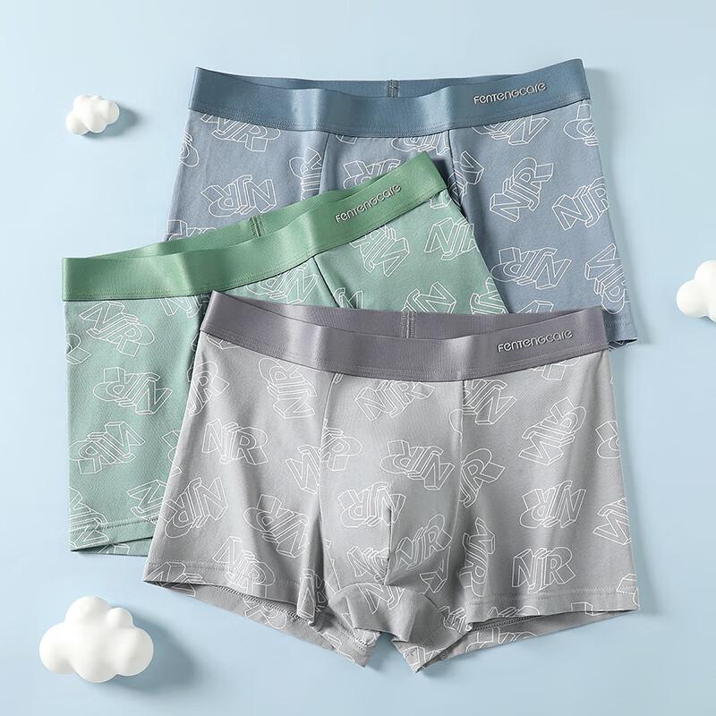 FENTENGCARE Men's Antibacterial Cotton Boxer Briefs 3-Pack
