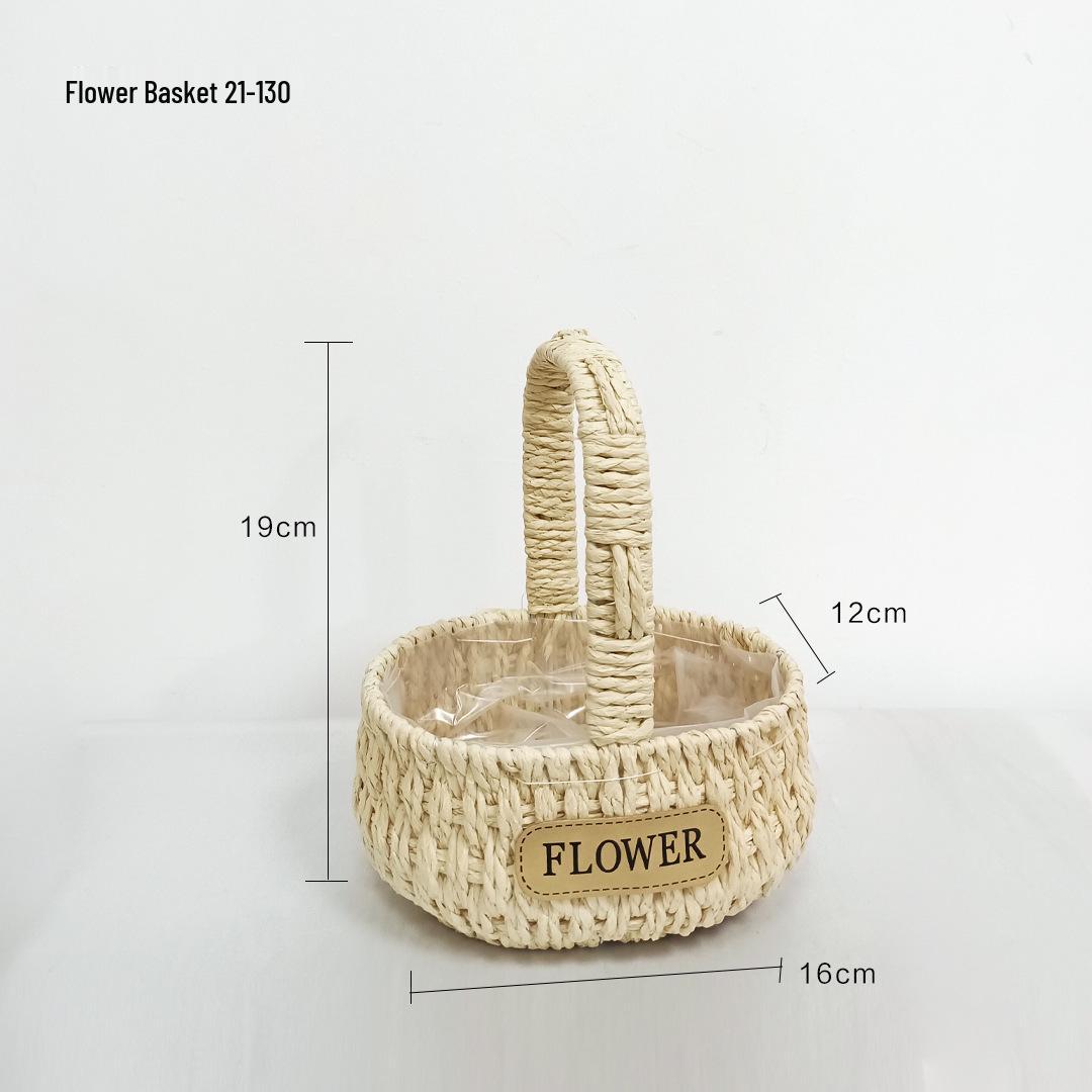 

9ZRT Pastoral Style Paper Rope Handbag Flower Basket – Ideal for Flower Arrangements and Goddess Day Gifts.