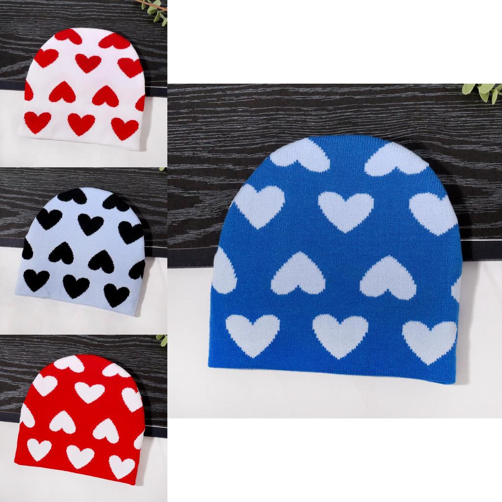 Knit Hat For Women With Heart Shape Design Autumn Winter Fashion Cozy Accessory