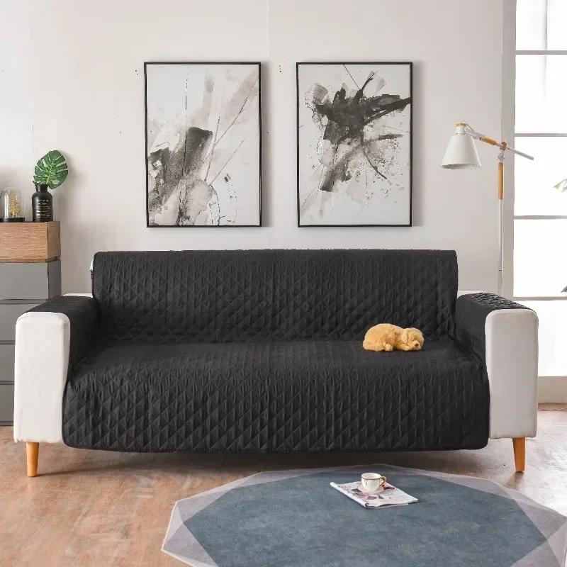 1/2/3 Seater Solid Colour Sofa Cover Mat Anti Cat Scratches Armchair Cover Non-Slip Anti-proof Plaid Sofa Slipcovers Protector