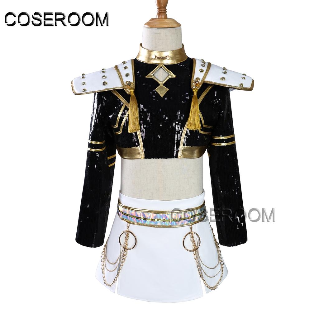 Kids Children HUNTR X KPOP Demon Hunters Zoey Cosplay Costume Black Stage Halloween Comic Con Anime Wig Role Play