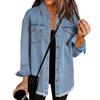 Chaqueta vaquera de moda para mujer, chaqueta informal de manga larga con botones y dobladillo fresado