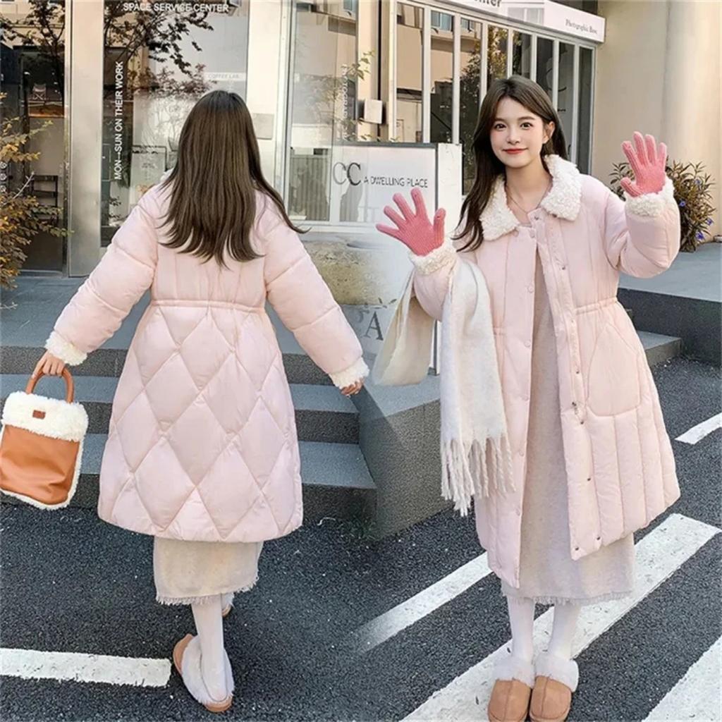 Solid Winter Coat Women Long Parka Thickened Oversized X-Long Cotton-padded Jacket Clothing Puffer Female Casual Outerwear New 2