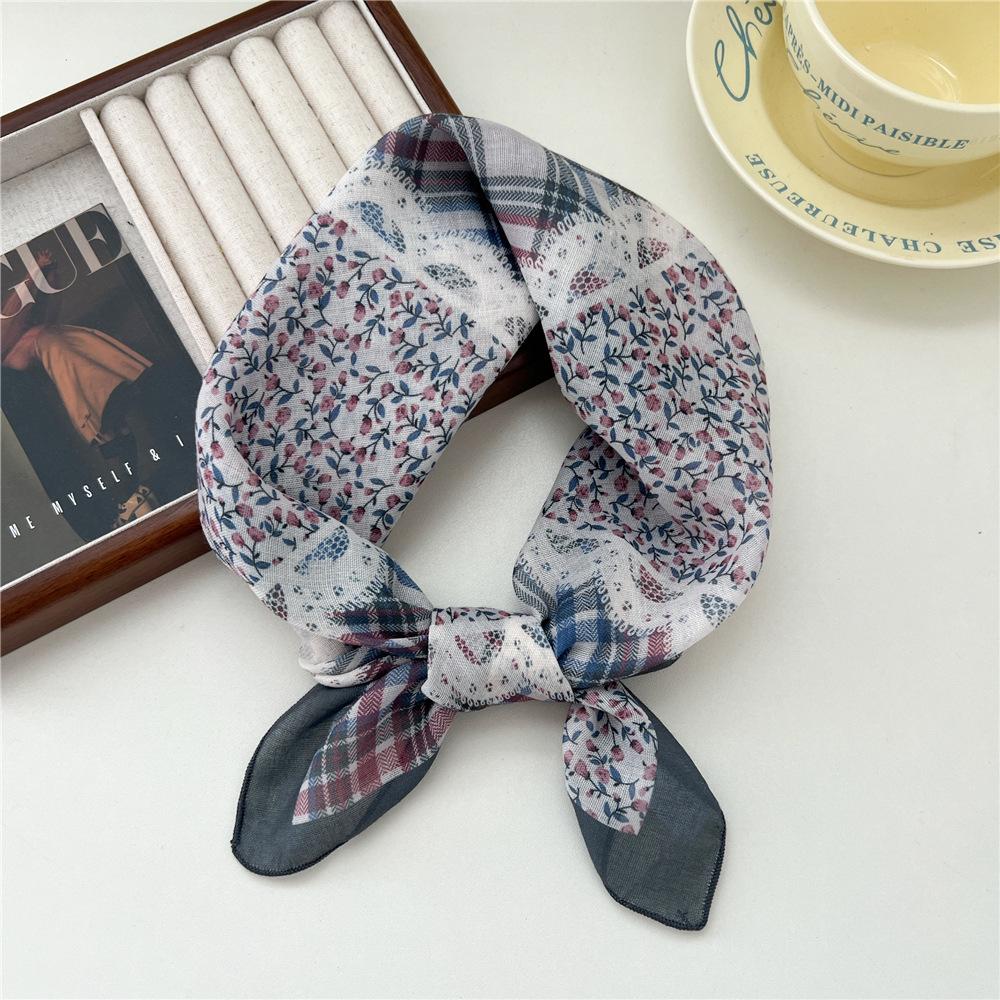 Liten fyrkantig scarf i bomull och linne Sidenhalsduk Dam Vår och höst Ny stil Konstnärlig och mångsidig Mode Temperament Huvudband Scarf