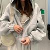 Women's Gray Hooded Sweatshirt with Rabbit Ears - Anti-pilling, Loose Fit, Versatile & Stylish