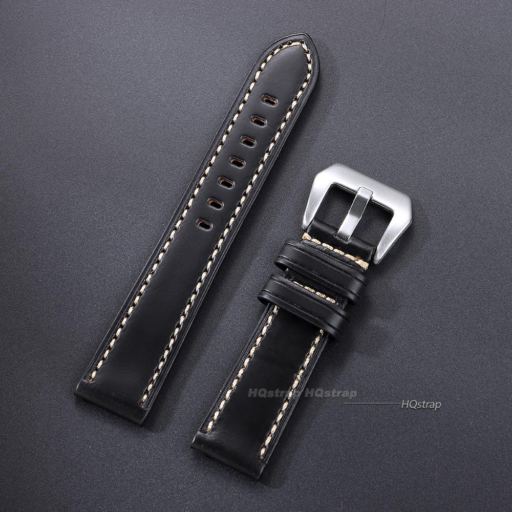 Crazy Horse Leather Watch Strap 20mm 22mm 24mm 26mm for Panerai Vintage Watch Band Black Blue Brown Handmade Watchband Accessory