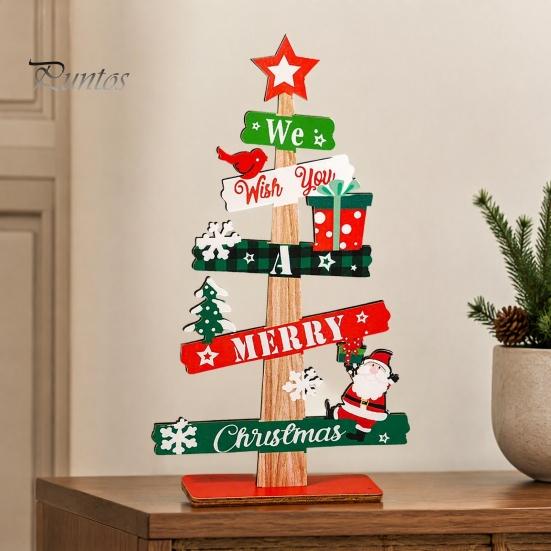 Charming Xmas Tabletop Ornaments Christmas Tree Ornament, Wooden Letter Sign Decorative Small Festive Accents for Office Compact Stable Party Supplies