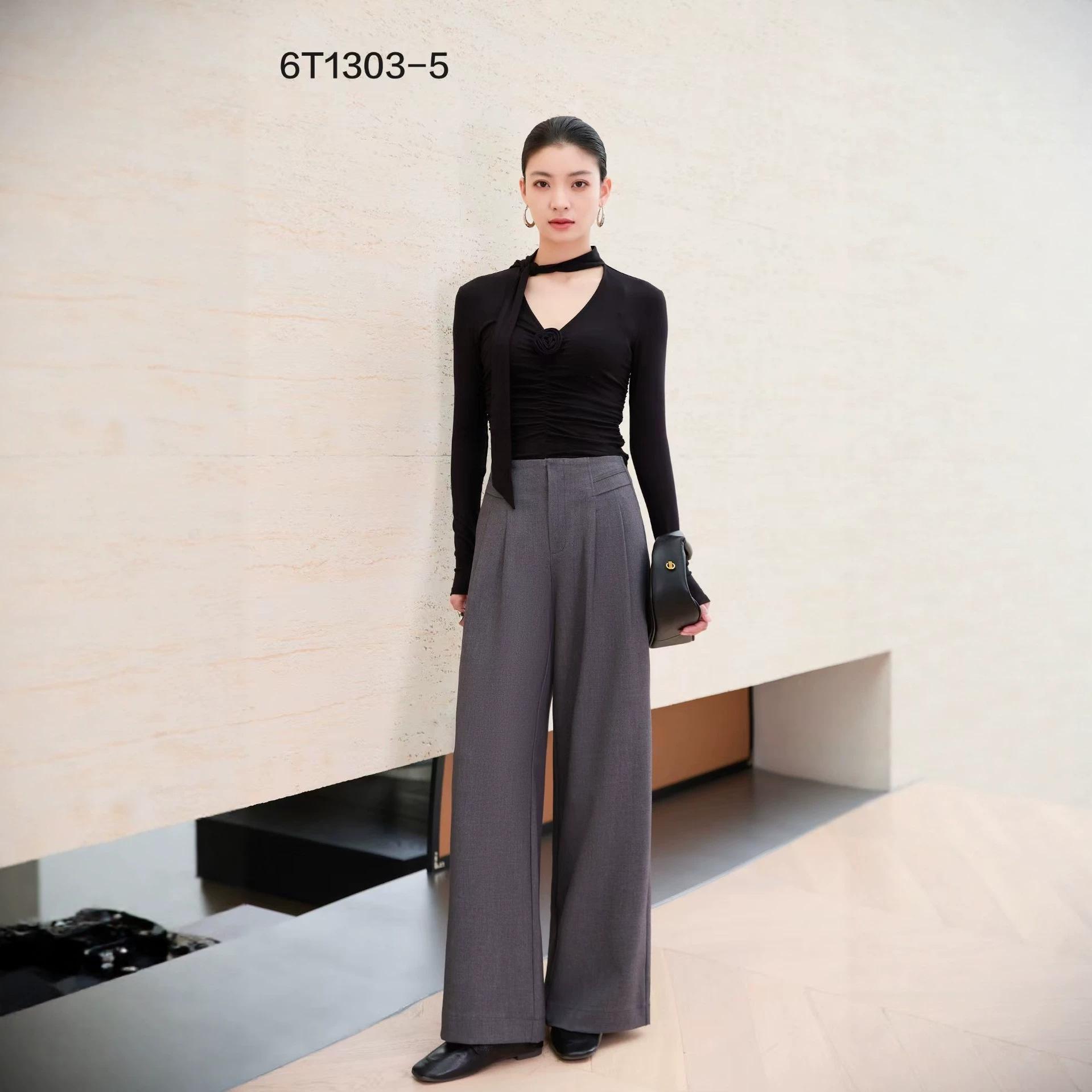 Slimming High-Waisted Wide-Leg Pants 26 серый