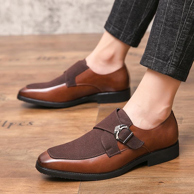 20252025 Men's Dress Single Shoes Large Size Business Foot Leather Shoes Men's New Fashion Monk Shoes