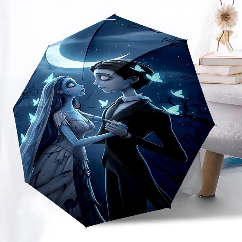 S Corpse Bride Inspired Automatic Folding Umbrella 8 Bone Iron Frame,Portable Design for Fans and Travelers0147b