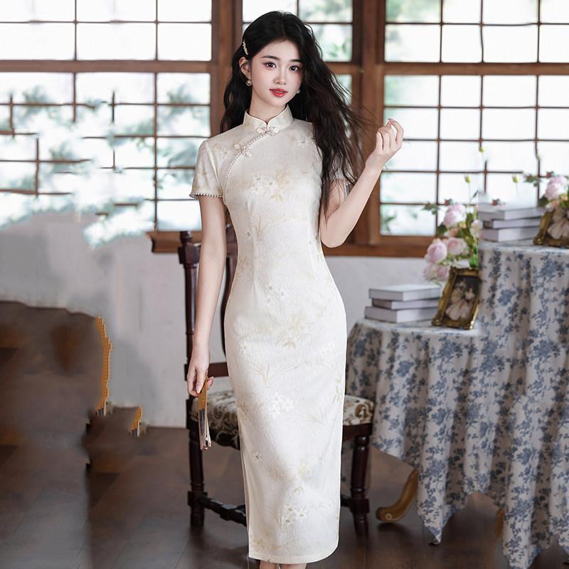 Yellow national style, new Chinese Suzhou long cheongsam, improved young 1011 new women's high-end sense, daily wear