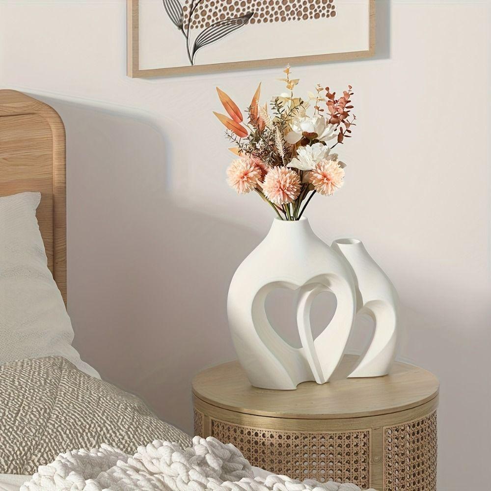 Resin Hydroponic Flower Holder Modern Flower Utensils Desktop Ornament Heart Vase  Desktop