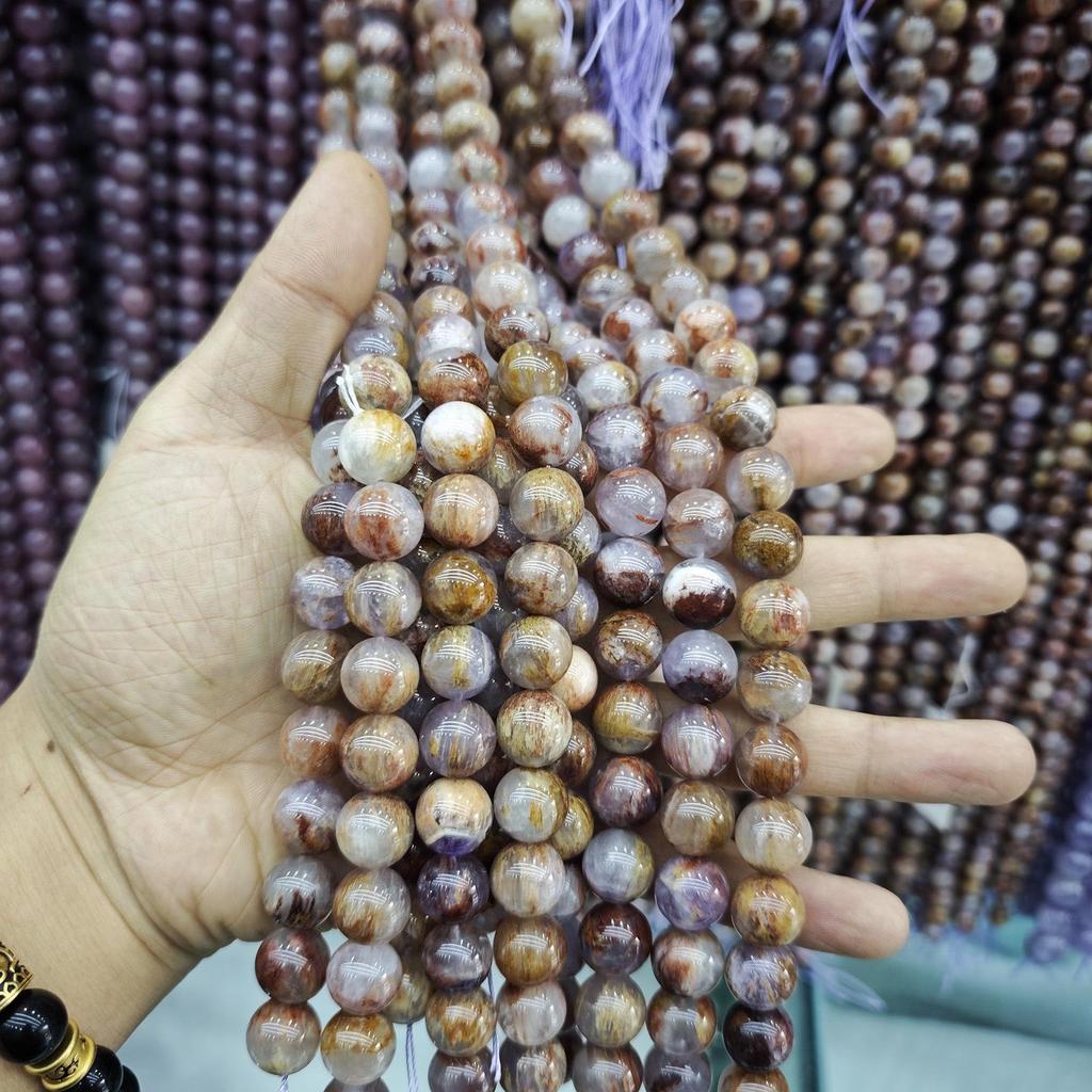 Purple Series Amethyst & Super Seven Crystal Beads: Round, Natural Stone, DIY Jewelry Accessories