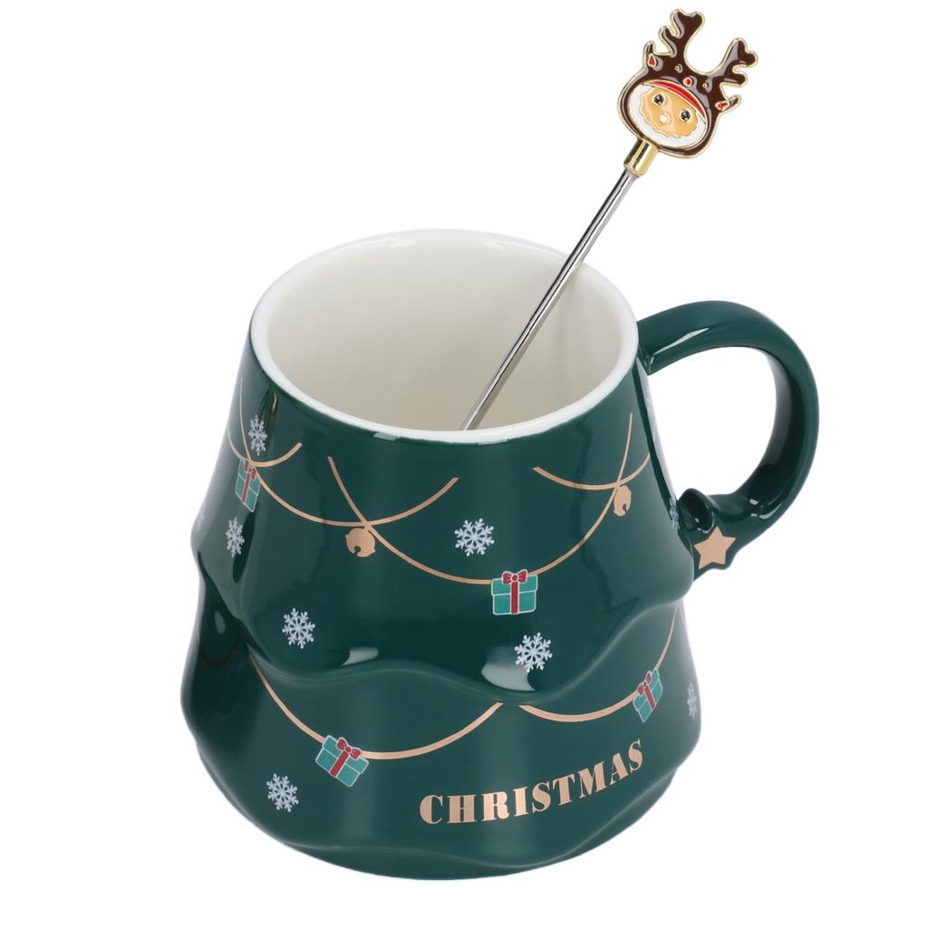 500ml Large Capacity Christmas Cup Ceramic Tea Milk Cup Coffee Mug with Lid Spoon for Home Holiday Gifts Ceramic Cup Coffee Cup