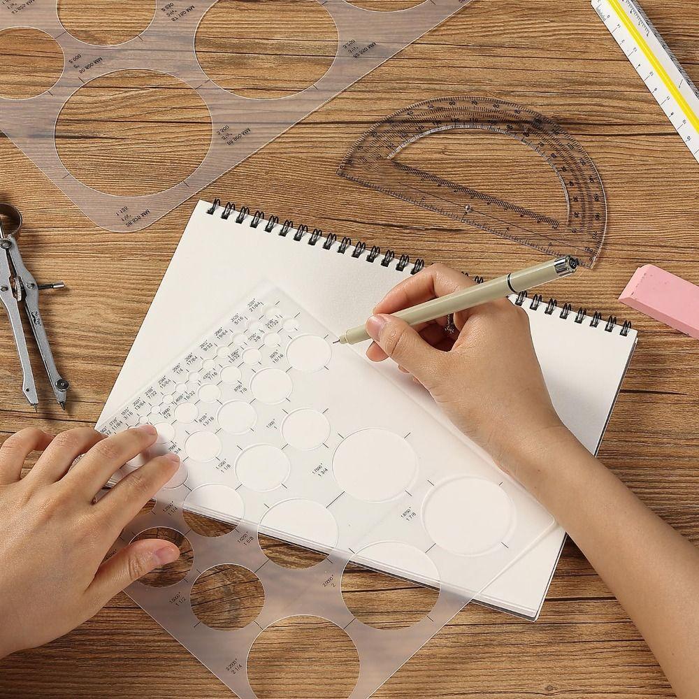 3Pcs DIY Round Templates Transparent Circle Drawing Tool School Office Supplies