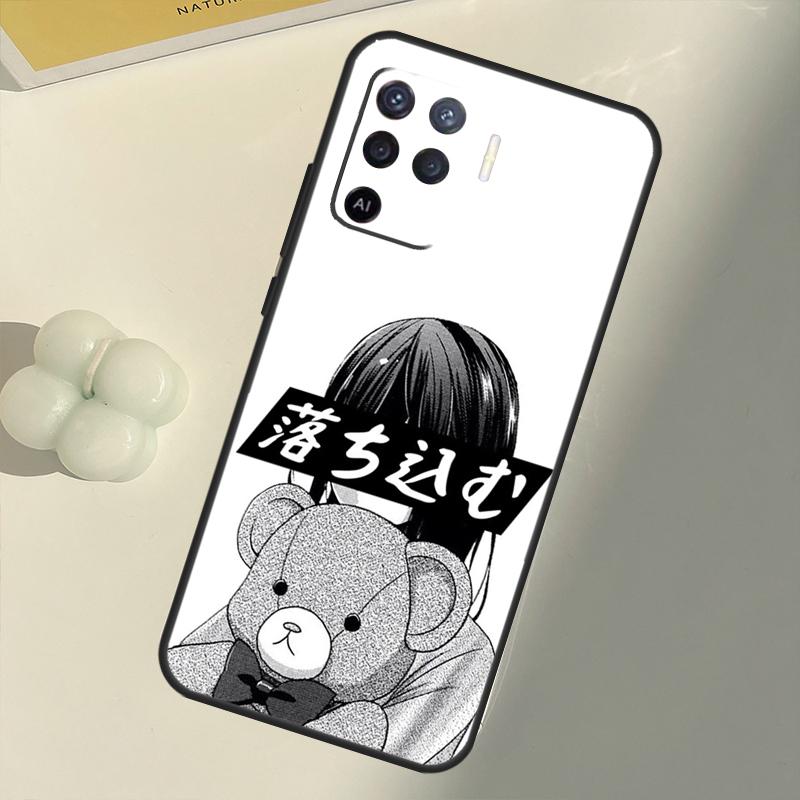Trauriges Mädchen japanische Anime-Hülle für OPPO A74 A94 A54 A1K A15 A16 A52 A72 A83 A91 A93 A53S A5 A9 A31 A53 2020 Abdeckung