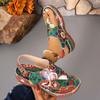 Large Size Herringbone Sandals Women's New Embroidered Flower Back Strap Wedge Heel Women's Sandals