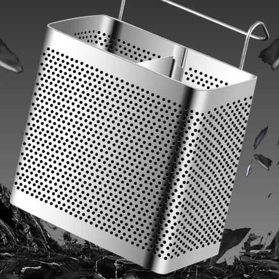 Chopstick Holder Stainless Steel with Double Compartment Organizer Ventilation Drainage Rust-Resistant Container for Kitchen Countertop