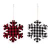 Vibrant And Red Black Checked Snowflake Christmas Ornaments Perfect For Decor Holiday